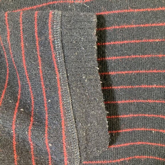 Mens Mountain Hard Wear Wool Blend V Neck Sweater Navy Red Stripe XL - Picture 4 of 8